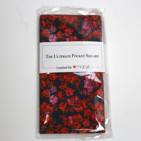 2Pack The Ultimate Pocket Square "Created for MACYS" Floral Pattern Orange - Picture 1 of 2